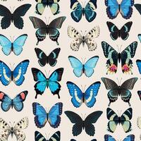 naadloos patroon met hoog gedetailleerd keerkring vlinder vector