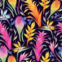 naadloos patroon met exotisch bloemen en tropisch bladeren vector