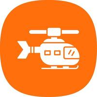 helikopter glyph kromme icoon vector