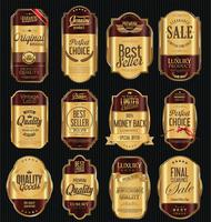 Luxe premium gouden insignes en labels vector