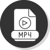 mp4 glyph grijs cirkel icoon vector