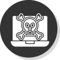 malware glyph grijs cirkel icoon vector