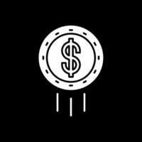 dollar munt glyph omgekeerd icoon vector