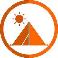 tent glyph oranje cirkel icoon vector