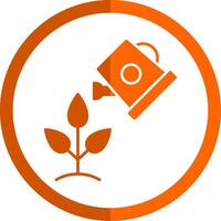 gieter planten glyph oranje cirkel icoon vector