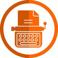 schrijfmachine glyph oranje cirkel icoon vector