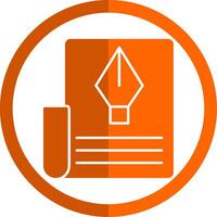 document glyph oranje cirkel icoon vector