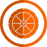 wiel glyph oranje cirkel icoon vector