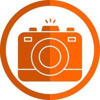 foto camera glyph oranje cirkel icoon vector