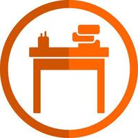 school- bureau glyph oranje cirkel icoon vector