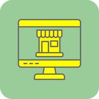 online boodschappen doen gevulde geel icoon vector