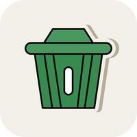 recycle bak lijn gevulde wit schaduw icoon vector