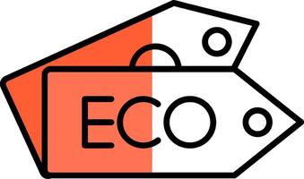 eco label gevulde voor de helft besnoeiing icoon vector