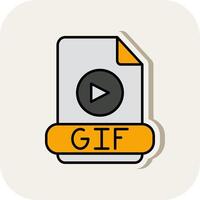 gif lijn gevulde wit schaduw icoon vector