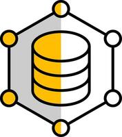 blockchain gevulde voor de helft besnoeiing icoon vector