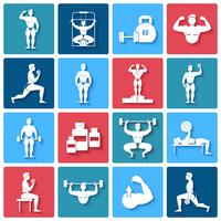 bodybuilding pictogrammen instellen vector