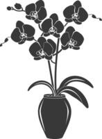 ai gegenereerd silhouet orchidee bloem in de vaas zwart kleur enkel en alleen vector