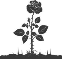 ai gegenereerd silhouet roos bloem in de grond zwart kleur enkel en alleen vector