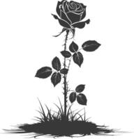 ai gegenereerd silhouet roos bloem in de grond zwart kleur enkel en alleen vector
