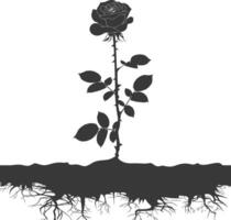 ai gegenereerd silhouet roos bloem in de grond zwart kleur enkel en alleen vector