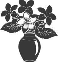 silhouet plumeria bloem in de vaas zwart kleur enkel en alleen vector