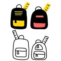 school- zak set. vlak en schets ontwerp. hand- getrokken illustraties. vector