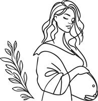 zwanger vrouw lijn kunst. vector