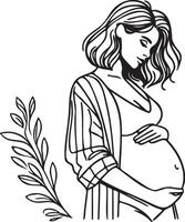 zwanger vrouw lijn kunst. vector
