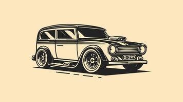 wijnoogst retro oud of klassiek auto illustratie hand getekend stijl vector