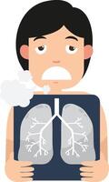 Mens tonen ademhalings systeem schade vector