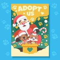 schattige kerstman met adoptie van huisdieren vector