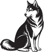 hond silhouet. zwart en wit. illustratie in wit achtergrond vector