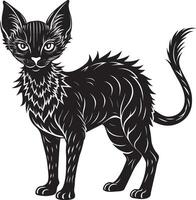 zwart kat Aan een wit achtergrond, illustratie. kat silhoette vector