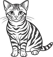 illustratie van een kat Aan een wit achtergrond. kleur boek voor kinderen. vector