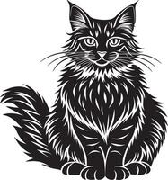 Maine wasbeer kat - zwart en wit illustratie. vector