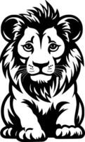 leeuw baby, zwart en wit illustratie vector