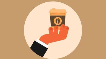 een personen hand- houdt een kop van koffie illustratie vector