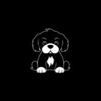 puppy - zwart en wit geïsoleerd icoon - illustratie vector