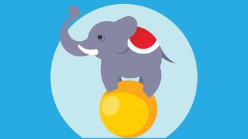 circus olifant staat Aan een bal geïsoleerd illustratie vector