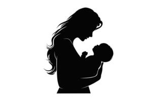 mam en baby silhouet geïsoleerd Aan een wit achtergrond vector