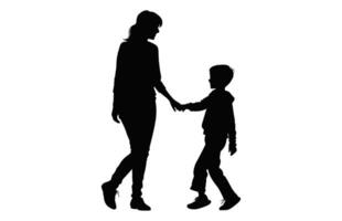 mam en zoon silhouet geïsoleerd Aan een wit achtergrond vector