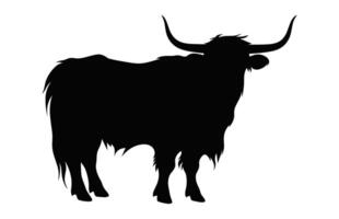 hoogland vee koe silhouet geïsoleerd Aan een wit achtergrond vector