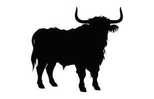 hoogland vee koe silhouet geïsoleerd Aan een wit achtergrond vector