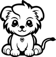 leeuw baby, zwart en wit illustratie vector