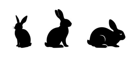 silhouetten van Pasen konijntjes geïsoleerd Aan een wit achtergrond. reeks van verschillend konijnen silhouetten vector
