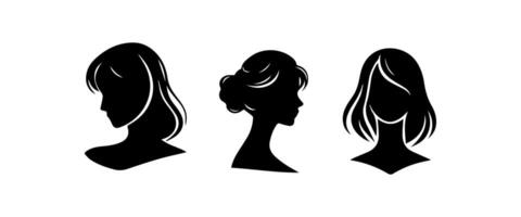 vrouw hoofd silhouet, gezicht profiel, vignet. hand- getrokken illustratie, geïsoleerd Aan wit achtergrond. ontwerp voor uitnodiging, groet kaart, wijnoogst stijl. vector