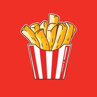 Frans Patat tekenfilm illustratie Fast food concept vlak ontwerp vector