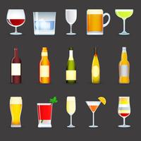 Alcohol drankjes Icons Set vector