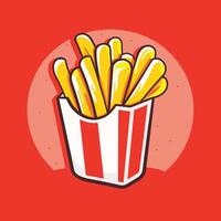 Frans Patat tekenfilm illustratie Fast food concept vlak ontwerp vector