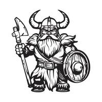 viking met schild Aan wit achtergrond vector